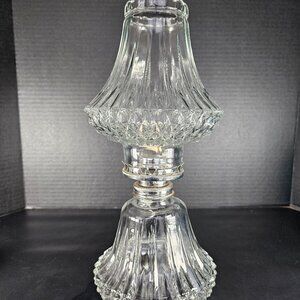 Rare Lamplight Farms, Austria Diamond Cut Crystal Oil Lamp 13 Inch